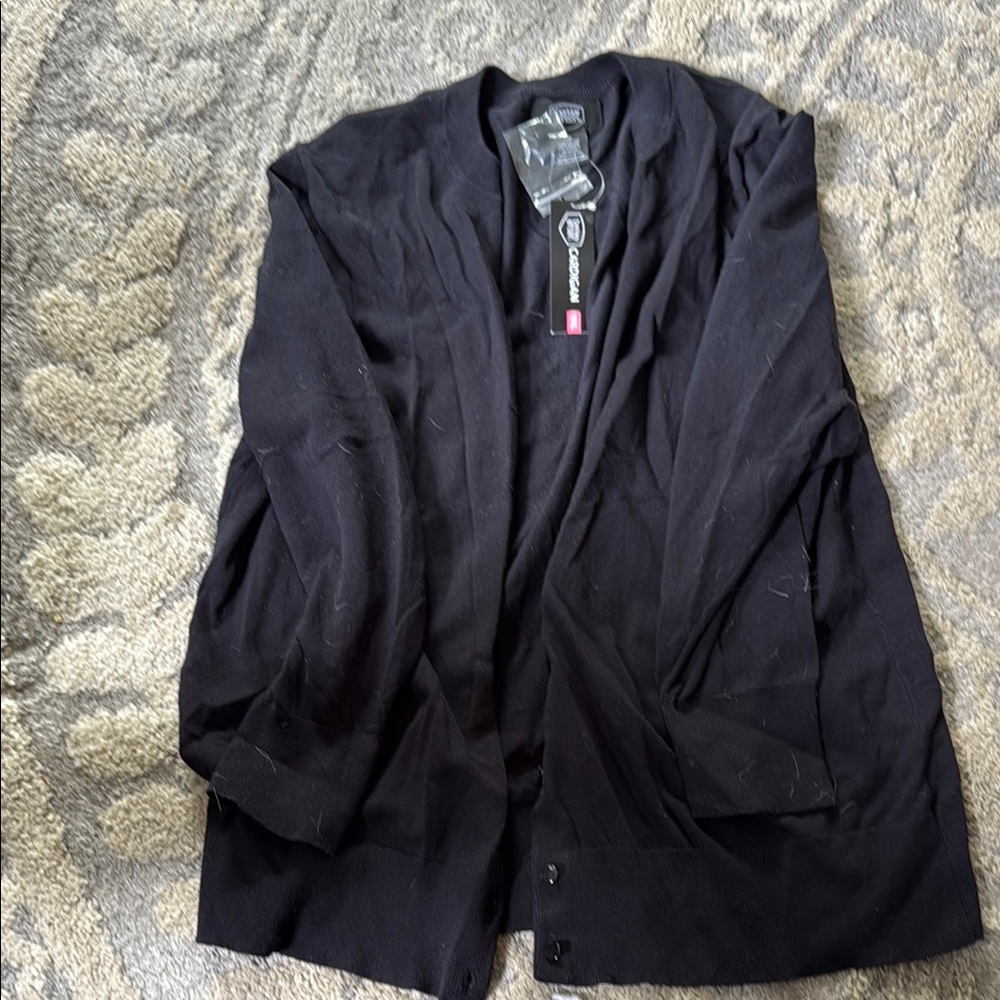 Black Cardigan Sweater with Relaxed Fit